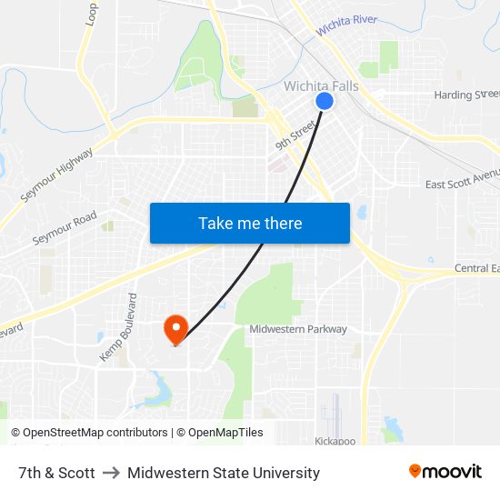 7th & Scott to Midwestern State University map