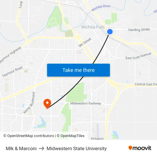 Mlk & Marconi to Midwestern State University map