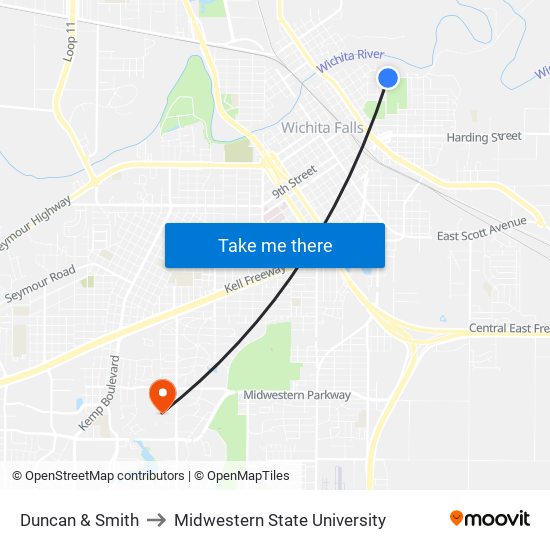 Duncan & Smith to Midwestern State University map