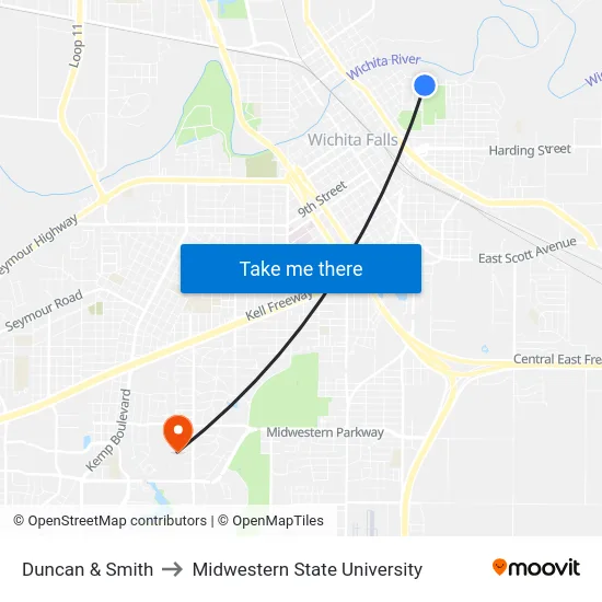 Duncan & Smith to Midwestern State University map