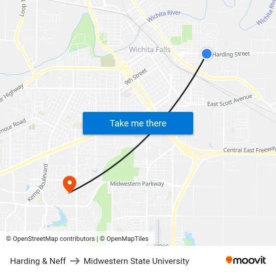 Harding & Neff to Midwestern State University map