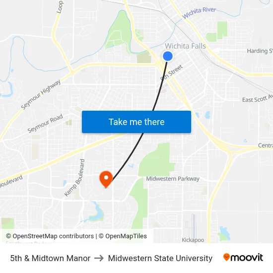 5th & Midtown Manor to Midwestern State University map