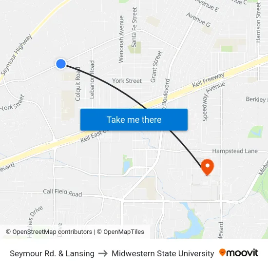 Seymour Rd. & Lansing to Midwestern State University map