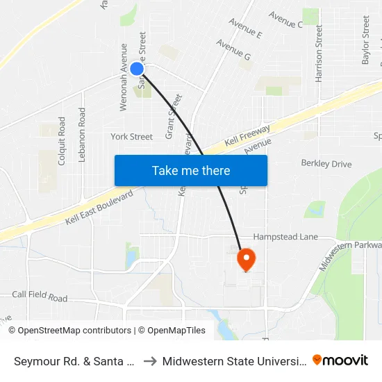 Seymour Rd. & Santa Fe to Midwestern State University map