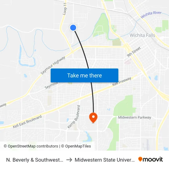 N. Beverly & Southwest Dr. to Midwestern State University map