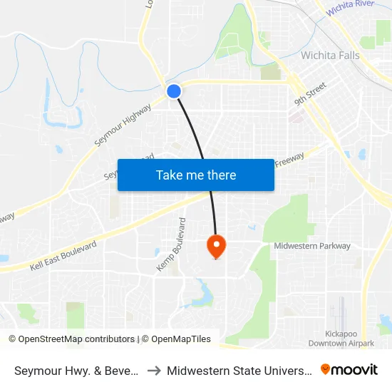Seymour Hwy. & Beverly to Midwestern State University map