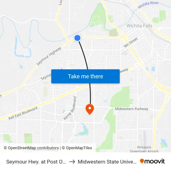 Seymour Hwy. at Post Office to Midwestern State University map