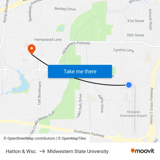 Hatton & Wsc. to Midwestern State University map