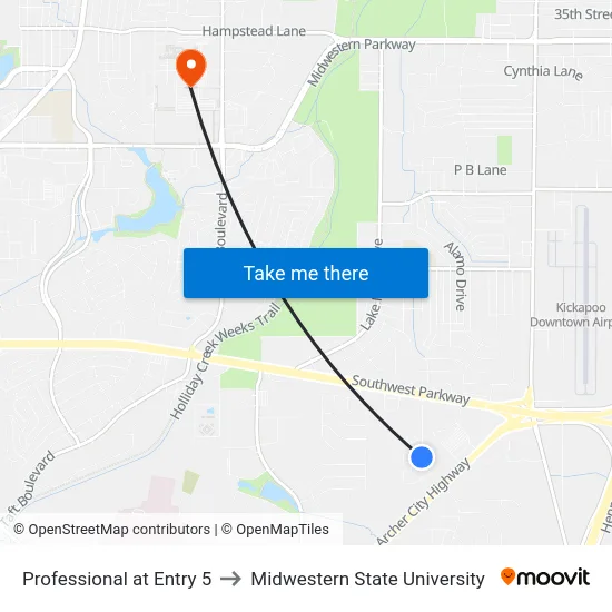 Professional at Entry 5 to Midwestern State University map