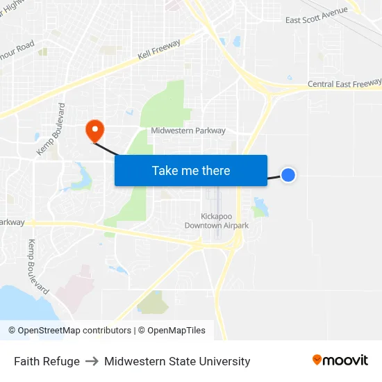 Faith Refuge to Midwestern State University map