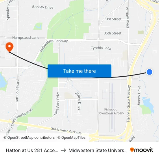 Hatton at Us 281 Access to Midwestern State University map