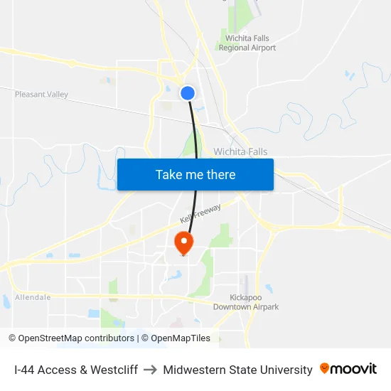I-44 Access & Westcliff to Midwestern State University map