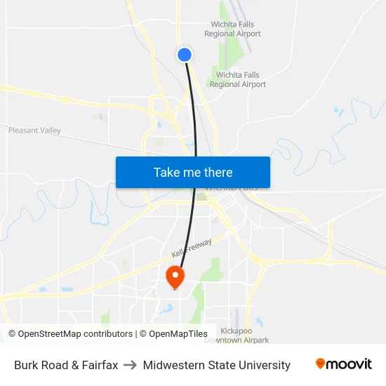 Burk Road & Fairfax to Midwestern State University map
