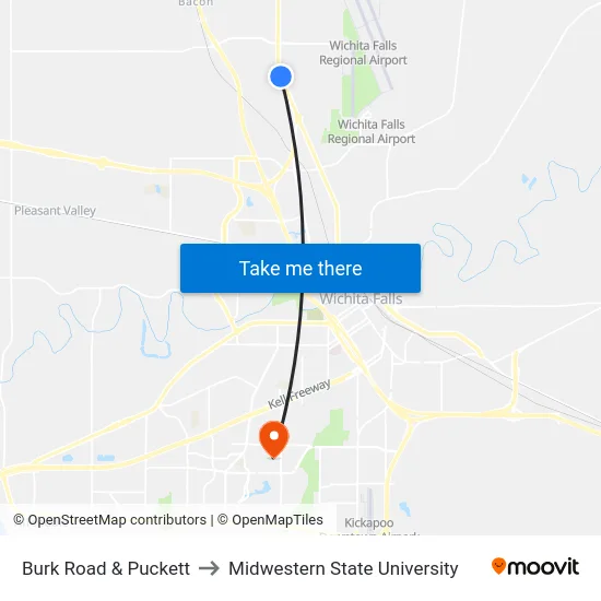 Burk Road & Puckett to Midwestern State University map