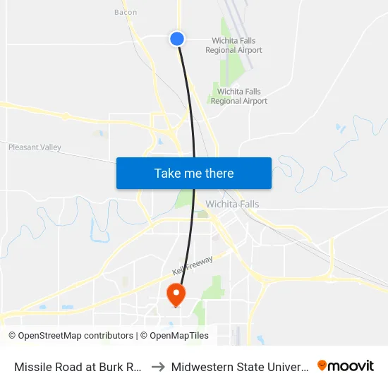 Missile Road at Burk Road to Midwestern State University map
