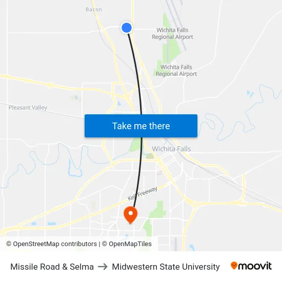 Missile Road & Selma to Midwestern State University map