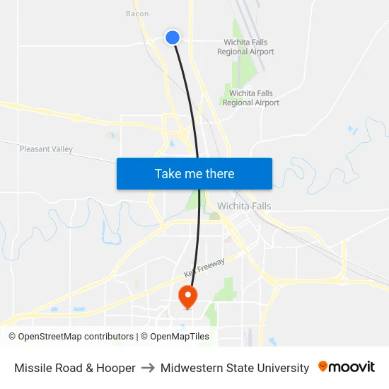 Missile Road & Hooper to Midwestern State University map