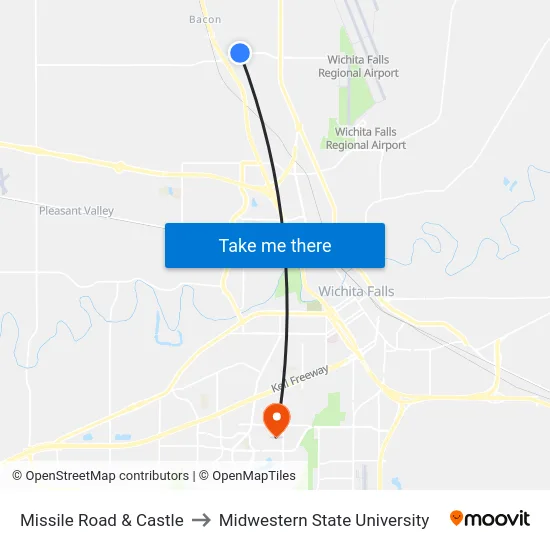 Missile Road & Castle to Midwestern State University map