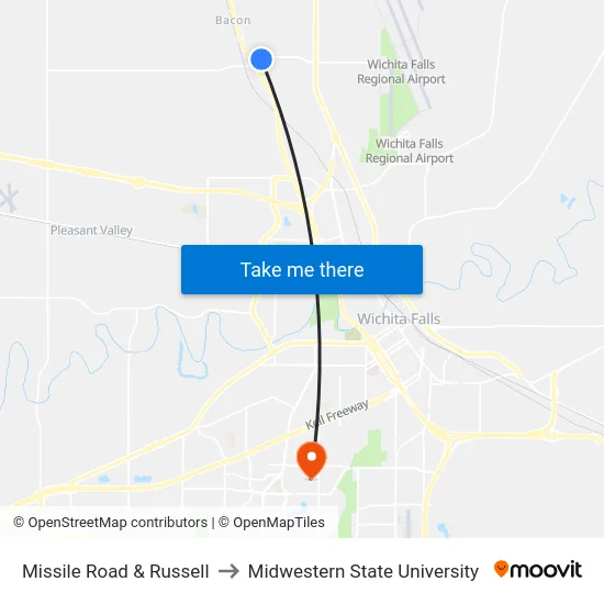 Missile Road & Russell to Midwestern State University map