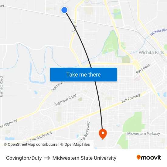 Covington/Duty to Midwestern State University map