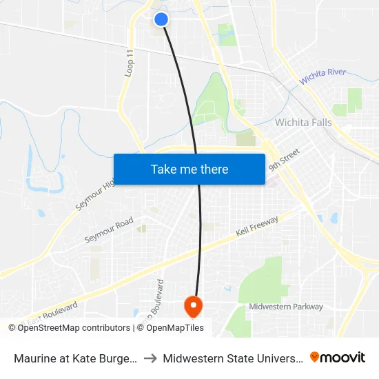 Maurine at Kate Burgess to Midwestern State University map