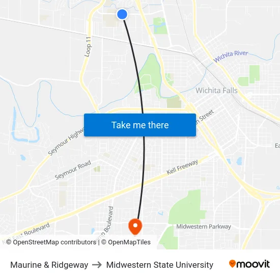 Maurine & Ridgeway to Midwestern State University map