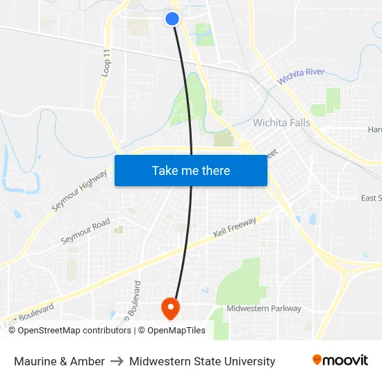 Maurine & Amber to Midwestern State University map