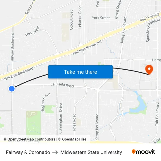 Fairway & Coronado to Midwestern State University map
