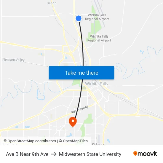 Ave B Near 9th Ave to Midwestern State University map