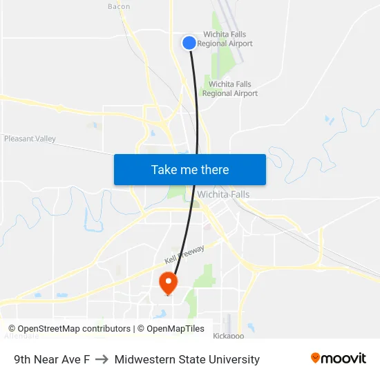 9th Near Ave F to Midwestern State University map