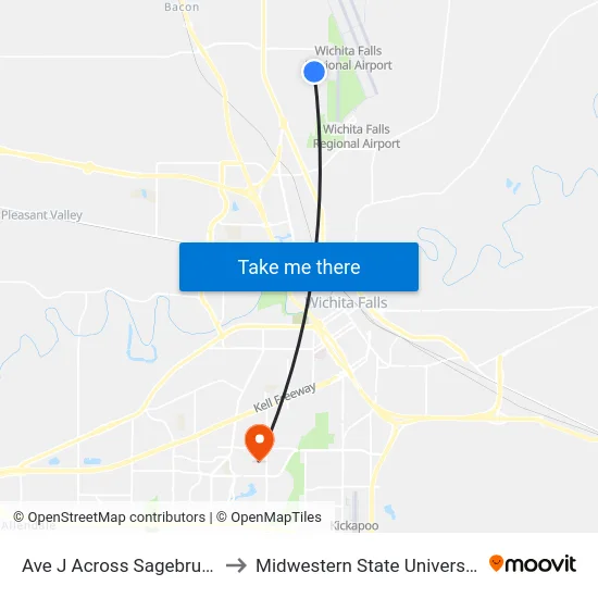 Ave J Across Sagebrush to Midwestern State University map