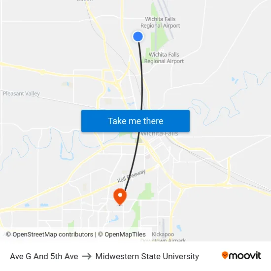 Ave G And 5th Ave to Midwestern State University map