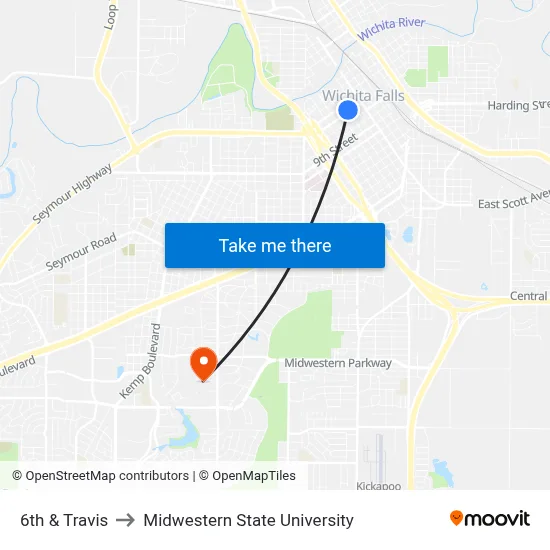 6th & Travis to Midwestern State University map
