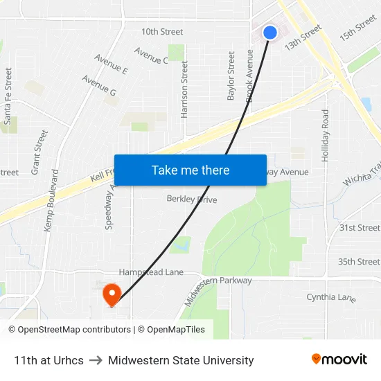 11th at Urhcs to Midwestern State University map