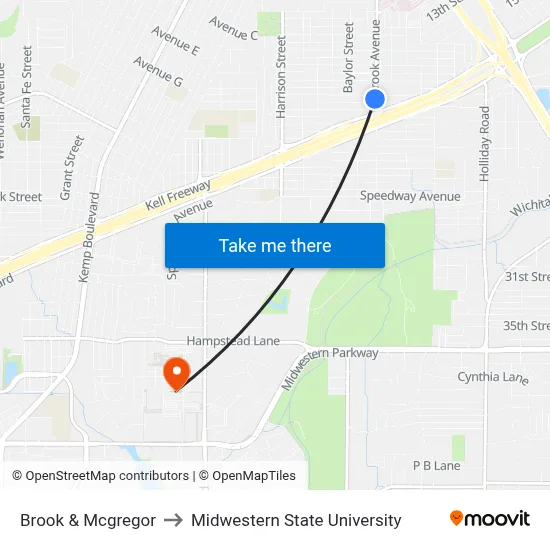 Brook & Mcgregor to Midwestern State University map