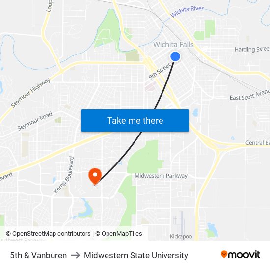 5th & Vanburen to Midwestern State University map