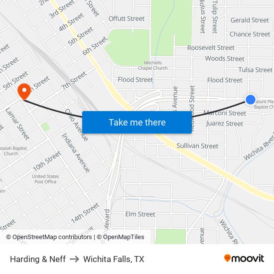 Harding & Neff to Wichita Falls, TX map