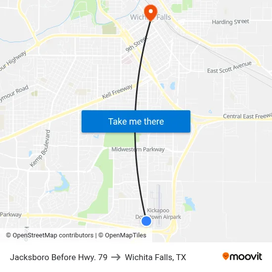 Jacksboro Before Hwy. 79 to Wichita Falls, TX map