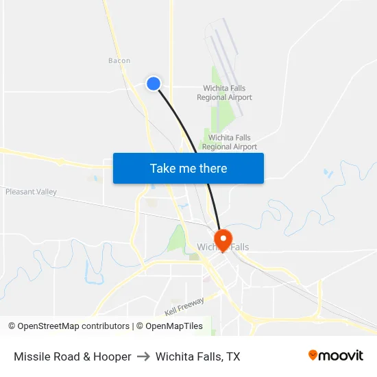 Missile Road & Hooper to Wichita Falls, TX map