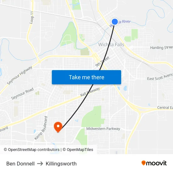 Ben Donnell to Killingsworth map