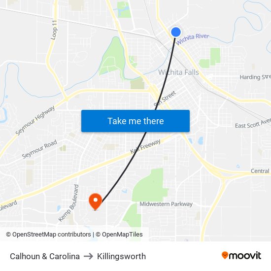 Calhoun & Carolina to Killingsworth map