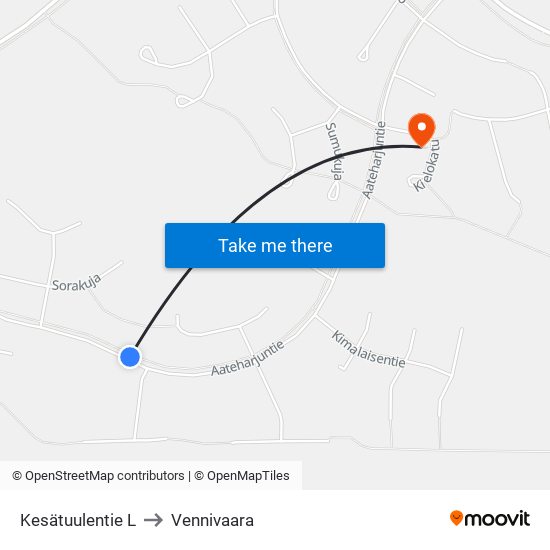 Kesätuulentie L to Vennivaara map