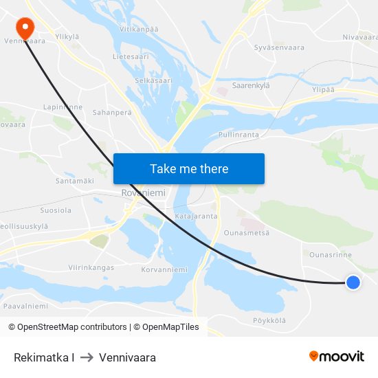 Rekimatka I to Vennivaara map