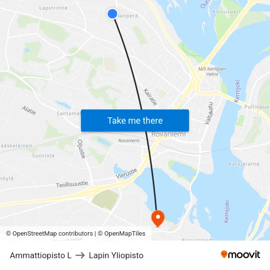 Ammattiopisto L to Lapin Yliopisto map