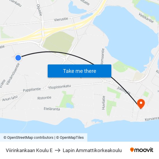 Viirinkankaan Koulu E to Lapin Ammattikorkeakoulu map