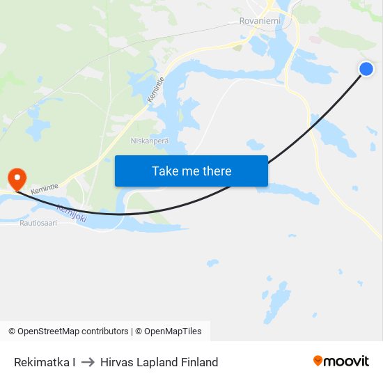 Rekimatka I to Hirvas Lapland Finland map