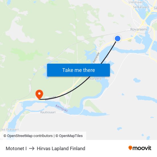 Motonet I to Hirvas Lapland Finland map