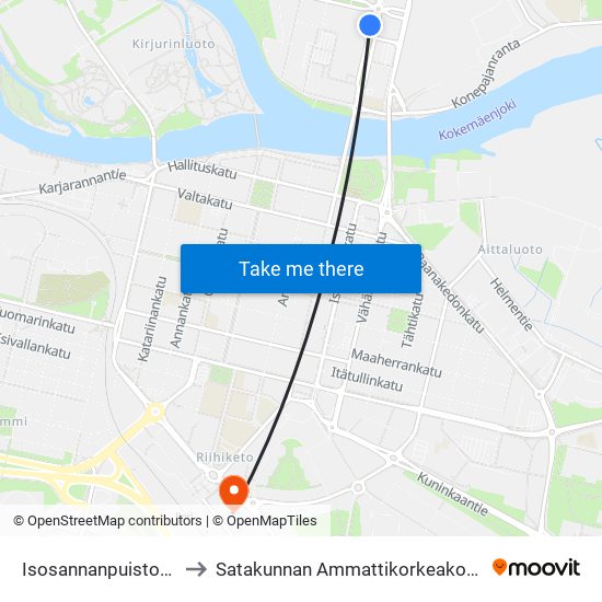 Isosannanpuistokatu (Puuvilla) to Satakunnan Ammattikorkeakoulu, Samk-Kampus Pori map