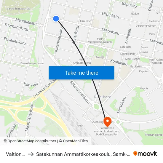 Valtionsilta to Satakunnan Ammattikorkeakoulu, Samk-Kampus Pori map