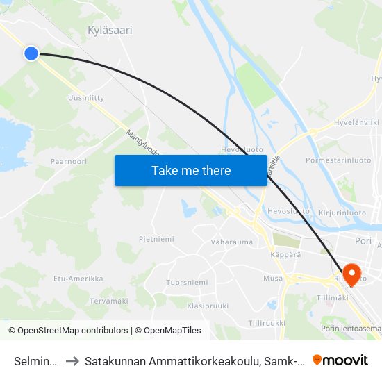 Selmintie E to Satakunnan Ammattikorkeakoulu, Samk-Kampus Pori map